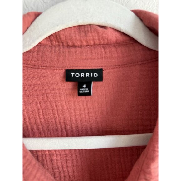 Torrid Women’s Faded Rose Cotton Gauze Drop Shoulder Long Sleeve‎ Shirt Size 4X - Picture 8 of 14